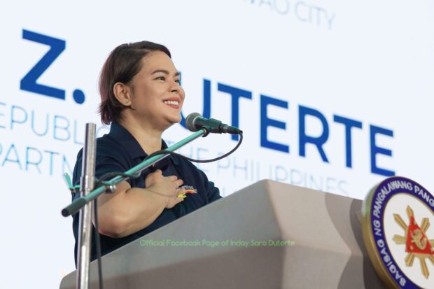 Vice President Sara Duterte delivers a speech in Davao City. (Photo from Inday Sara Duterte Facebook)