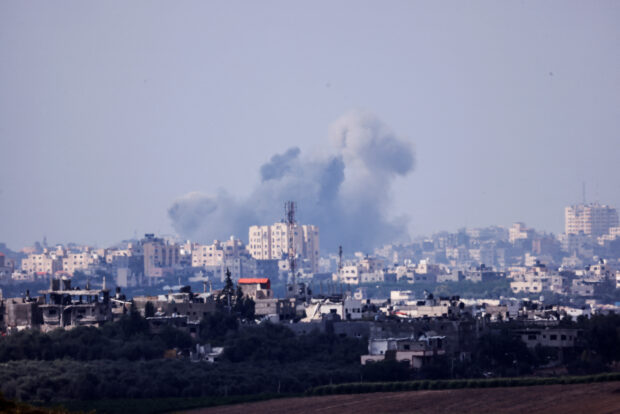 Smoke rises in the air above Gaza following Israeli bombings, as seen from Israel's border with the Gaza Strip, in southern Israel