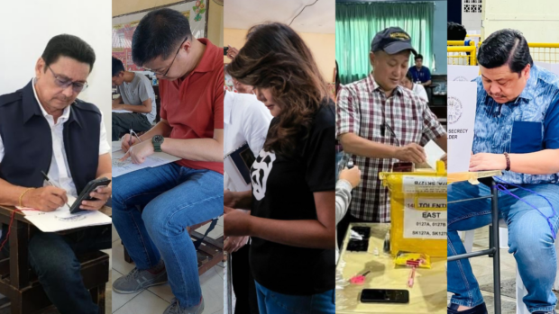 Senators Lito Lapid, Win Gatchalian, Imee Marcos, Francis Tolentino and Jinggoy Estrada vote in different precincts during Barangay and Sangguniang Kabataan Elections (BSKE) on October 30, 2023. (Photo from the offices of the lawmakers) 