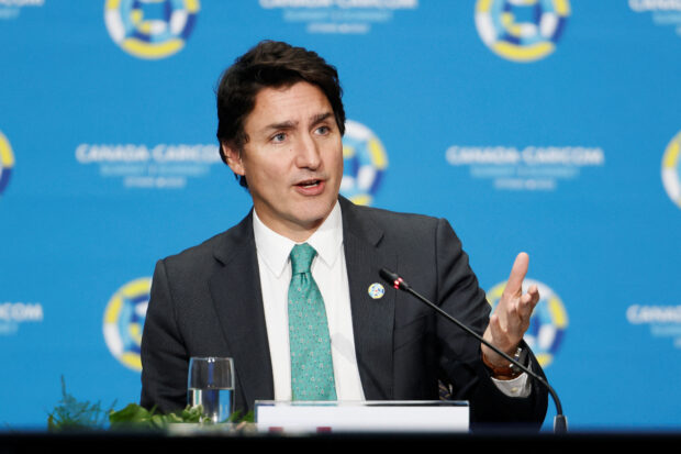 Canada's Prime Minister Justin Trudeau speaks during the Canada-CARICOM Summit in Ottawa