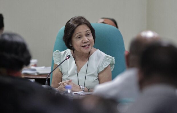 Senator Cynthia Villar on Senate hearing with agri officials (NDA and PCC) on October 17, 2023. (Photos from Senate PRIB)