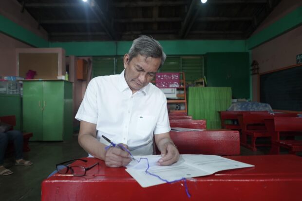Albay 2nd District Rep. Joey Salceda says he was the 188th voter to cast his vote at his precinct in Barangay Penafrancia in Daraga town, for Monday's Barangay and Sangguniang Kabataan Elections. (Photo from Office of Cong. Joey Salceda)