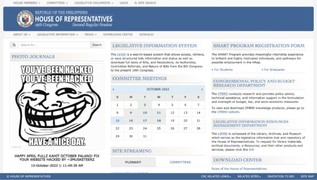 The website of the House of Representatives is hacked by "3MUSKETEERZ."
