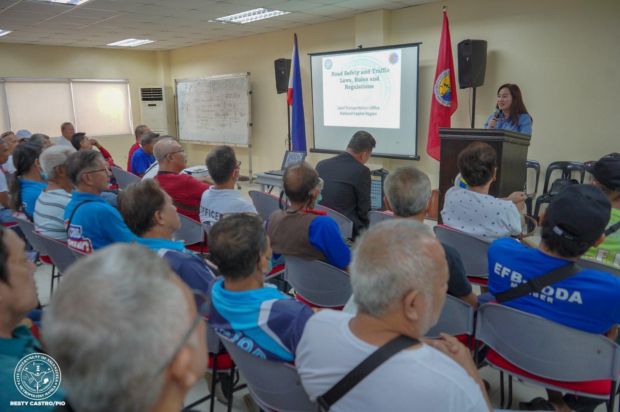 Valenzuela City tricycle drivers and operators, who are senior citizens, undergo a road safety seminar at the Audiovisual Room of the Ceso Action Center in Barangay Dalandanan on Wednesday, October 4, 2023. This initiative was carried out by the LTO Valenzuela District Office, in collaboration with the Valenzuela City government and LTO-National Capital Region, as the country celebrates the Elderly Filipino Week. Photo courtesy of Valenzuela LGU