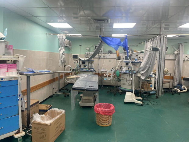 A makeshift operating theater area is seen inside Al Shifa hospital during the Israeli ground operation around the hospital, in Gaza City November 12, 2023. Ahmed El Mokhallalati/via REUTERS