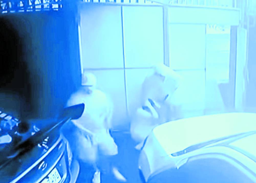 PHOTO: Screengrab of the CCTV footage from the home of Juan Jumalon show two gun-wielding men enter the driveway (with one of them pointing his weapon at the houseboy) as the other intruder steps into Jumalon’s booth (right photo) and shoots the broadcaster during his livestreamed show. STORY: Misamis broadcaster’s murder ‘good as completely solved’ – task force