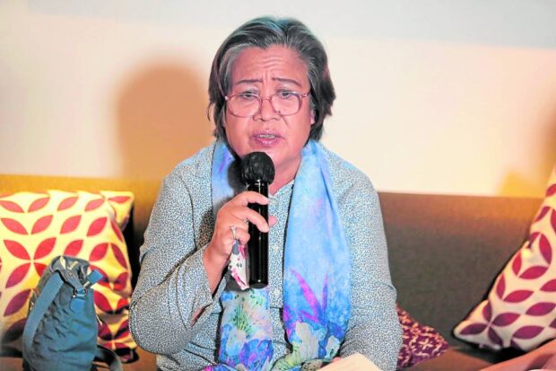 Former Senator Leila de Lima speaks during her first news briefing after her release in detention on Monday nignt, November 13, 2023 at the Novotel Hotel in Cubao, Quezon City. INQUIRER PHOTO / GRIG C. MONTEGRANDE