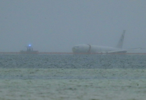 US Navy plane overshoots runway