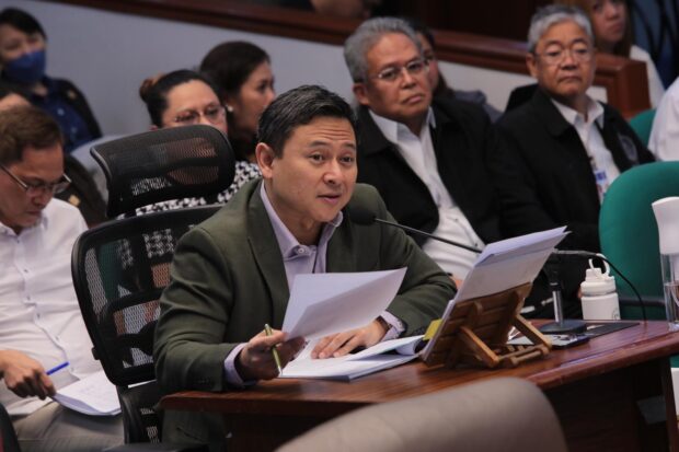 ANGARA DEFENDS 2024 DOJ BUDGET: Sen. Sonny Angara, chairperson of the Committee on Finance, defends the 2024 proposed budget of the Department of Justice (DOJ) and attached agencies amounting to P35.4 billion Tuesday, November 14, 2023. Angara gave an update on the reforms undertaken by the DOJ, particularly in the decongestion of jails and penal institutions, the computerization and digitalization of the Land Registration Authority, and the curbing of graft and corruption at the Bureau of Immigration (BI) which he said would “promote greater efficiency in the performance of duties in the bureau.” (Voltaire F. Domingo/Senate PRIB)