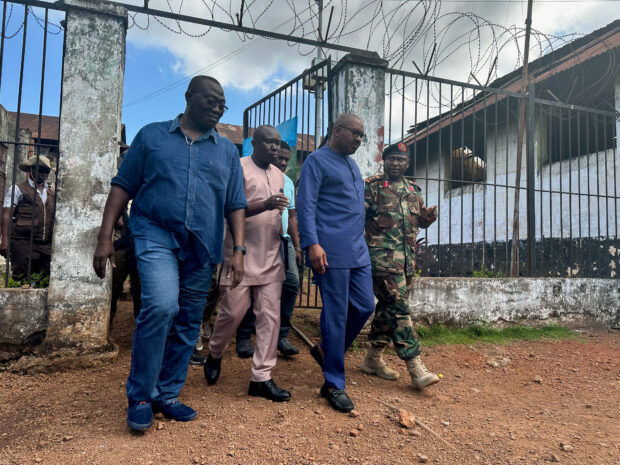 Sierra Leone's Vice President Mohamed Juldeh Jalloh visits Pademba Road prison after attack, in Freetown