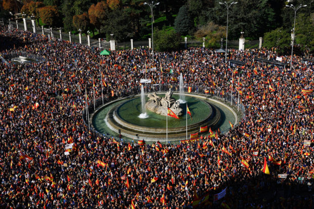 People protest against the proposed Catalan amnesty deal in Madrid