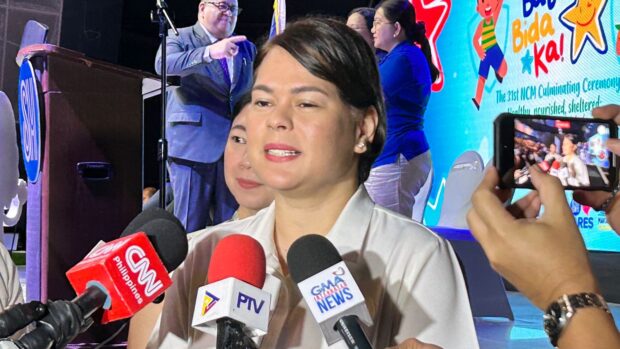 Vice President Sara Duterte during an ambush interview at the sideline of National Childrens month celebration on November 28 in Taguig City. Noy Morcoso/ INQUIRER.net