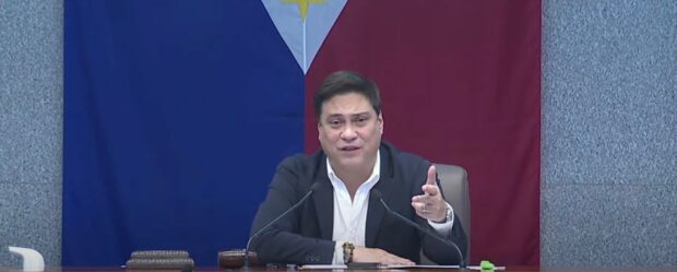 Senate President Juan Miguel "Migz" Zubiri speaks during the plenary hearing on PNP's proposed budget for 2024 on November 17, 2023. (Photo screengrabbed from YouTube account of Senate)