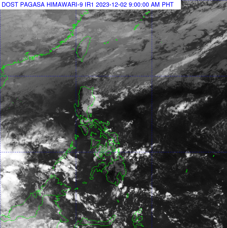 Pagasa says northeast monsoon prevails in Northern Luzon, while the easterlies affect the rest of the country on Saturday, Dec. 2, 2023. 