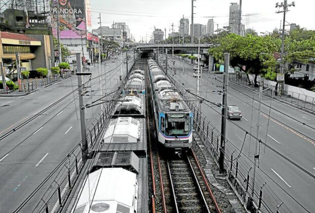 PHOTO; MRT 3 top view of trains STORY: MRT 3 to suspend operations for Holy Week maintenance