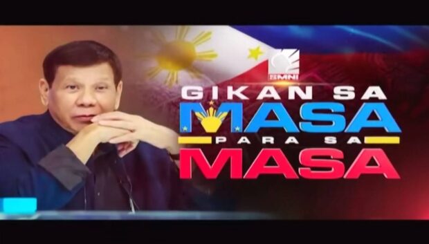 PLATFORM Former President Rodrigo Duterte has been using his show on SMNI, “Gikan sa Masa, Para sa Masa” (Fromthe masses, for the masses), to talk about politics, governance and other issues. —SCREENGRAB FROMSONSHINE MEDIA YOUTUBE