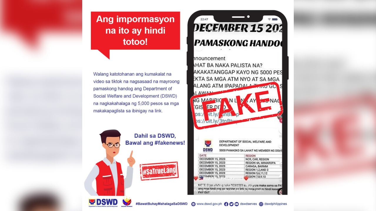 DSWD belies TikTok post P5,000 Christmas 'payout' is fake news