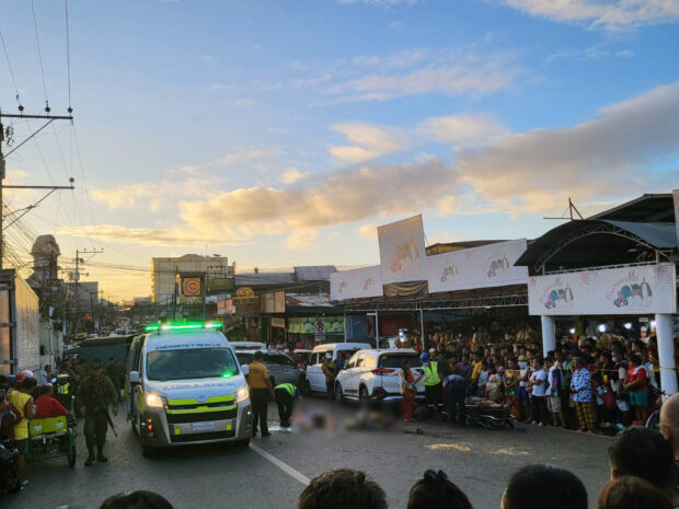 Two people were killed and three others injured after a man rammed a military truck into Christmas Eve shoppers at a Davao City market.