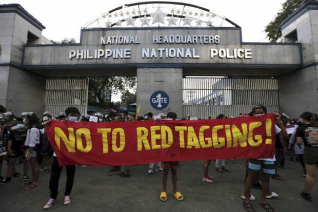 FREE THE HR DAY 7 / DECEMBER 11, 2020Militant activists and other progressive groups troop at Camp Crame in Quezon City on Friday, December 11, 2020 to protest the arrest of 7 activists during the celebration of Human Rights Day and slam the red tagging by the government of progressive groups. INQUIRER PHOTO / GRIG C. MONTEGRANDE