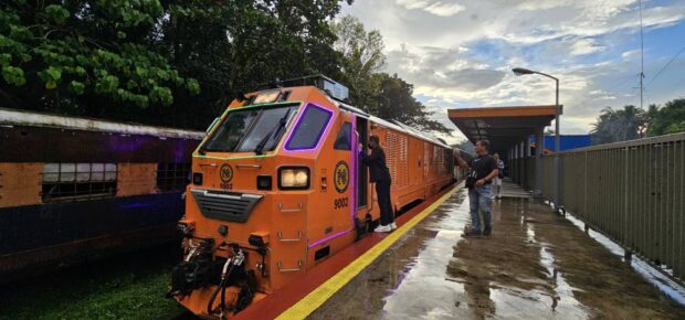 BACK ON TRACK This Philippine National Railways train waits for passengers in this photo taken during the resumption of the Naga City, Camarines Sur to Legazpi City, Albay trips on Dec. 27, 2023. —REY ANTHONY OSTRIA