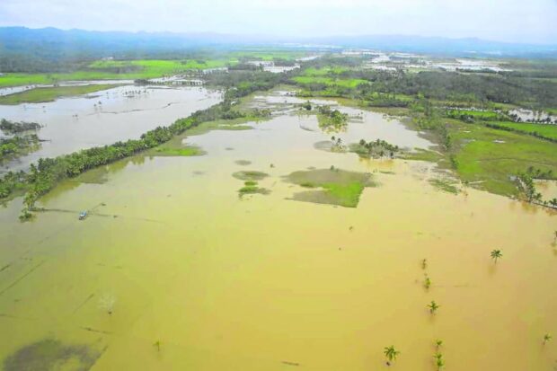 STILL UNDER WATER Some agricultural fields in Davao de Oro are still under water on Monday, days after being flooded from heavy rains brought by a shear line last week. PROVINCIAL GOVERNMENT OF DAVAO DE ORO PHOTO