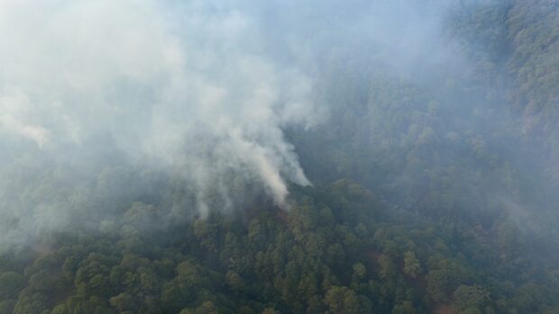 Fire razes forest affecting villages of Dalupurip and Tinongdan. PHOTO FROM THE PHILIPPINE AIR FORCE  