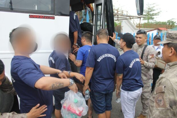 The inmates here are transferred, with the help of the Philippine National Police and Philippine Coast Guard, from the New Bilibid Prison in Muntinlupa City to Leyte Regional Prison in Abuyog, Leyte. 