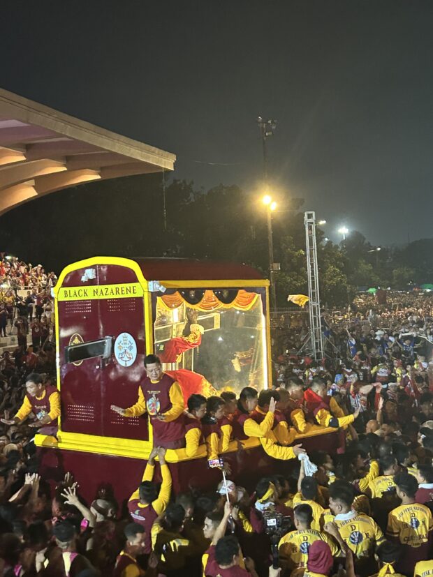 The carriage of the Black Nazarene departed from Quirino Grandstand at around 4:45 am. INQUIRER.net/John Eric Mendoza  