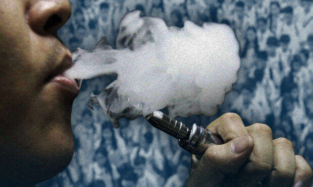 PHOTO: Profile view of man’s smoking a vape. STORY: CIDG seizes P65-M worth of ‘smuggled’ vape items in San Pablo City