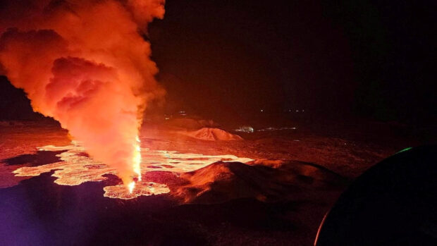 Iceland volcano erupts with lava fountains