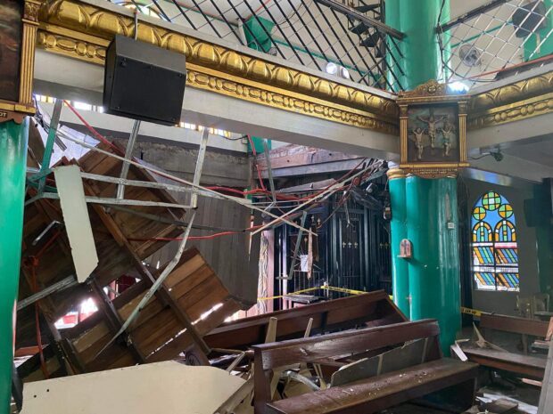 PHOTO: Interior of the St. Peter Apostle Parish Church, where the second floor collapsed. STORY: 1 dead, 63 injured in Bulacan church collapse