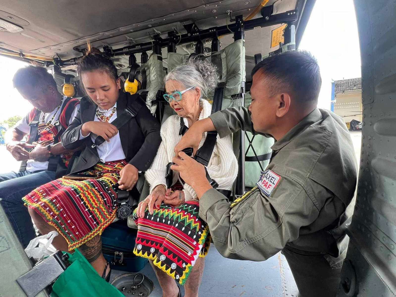 The 106-year-old tattoo artist Maria ‘Whang-od’ Oggay enjoyed her flight to Manila all the way from Kalinga, said the Philippine Air Force Spokesperson Colonel Ma. Consuelo Castillo on Friday. 