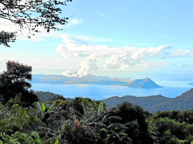 PHOTO: Taal Volcano remains the biggest tourist draw of towns around it due to its serene and picture-perfect beauty, as shown in this photo taken Feb. 4, 2023, from Tagaytay City, Cavite, even as it continues to belch toxic fumes and remains under alert level 1, or showing low level of unrest. STORY: Taal Volcano spews high volume of toxic gas anew