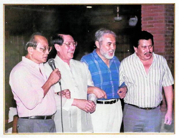 PHOTO: Juan Ponce Enrile during his Senate heyday (second from left), joined by friends and allies former President Fidel Ramos, former Speaker Ramon Mitra and former President Joseph Estrada. This is among the photos displayed in his Dasmariñas Village home. STORY: Enrile says ‘no regrets, no mistakes,’ as he turns 100