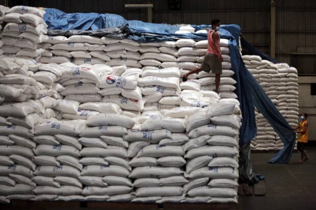 PHOTO: Sacks of rice at an NFA warehouse STORY: DA probes sale of NFA rice stocks at low prices