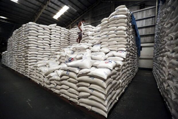 PHOTO: This November 4, 2020, photo shows sacks of rice stockpiled at the National Food Authority (NFA) warehouse in Quezon City. STORY: Ex-DA chief: Tighten rules to deter NFA collusion with traders