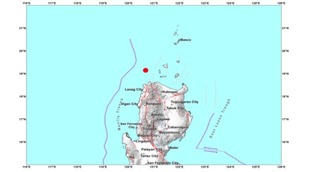 PHOTO: Philippine map showing location of the quake epicenter off Dalupiri Island in Cagayan. STORY: Phivolcs: Magnitude 4.7 earthquake rocks Cagayan town