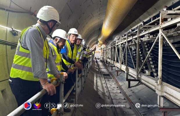 PHOTO: Transportation Secretary Jaime Bautista, Finance Secretary Ralph Recto, and other officials conduct a site visit on the Metro Manila Subway in Valenzuela City on Monday, Feb. 26, 2024. STORY: DOTr to secure 3rd tranche of funding for Metro Manila Subway Project