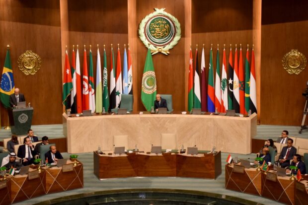 Brazilian President Luiz Inacio Lula da Silva speaks during an Arab League meeting 