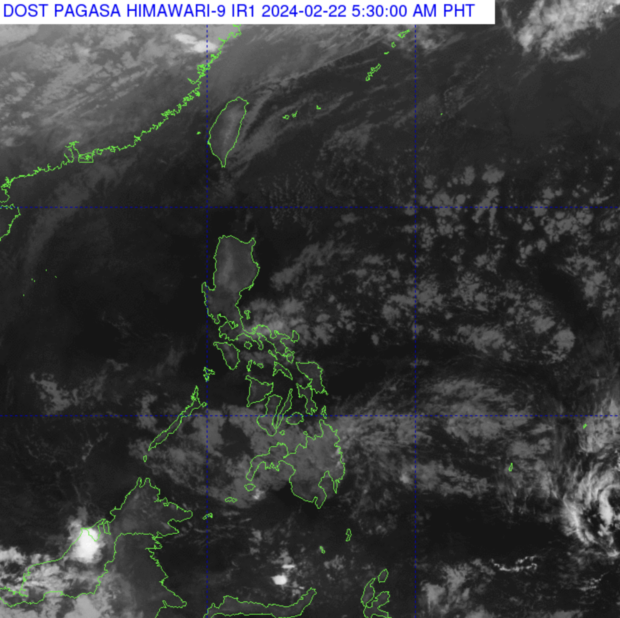 Most of the country will experience generally fair weather on February 22, 2024 due to the easterlies, according to the Philippine Atmospheric, Geophysical and Astronomical Services Administration. (Photo from Pagasa)