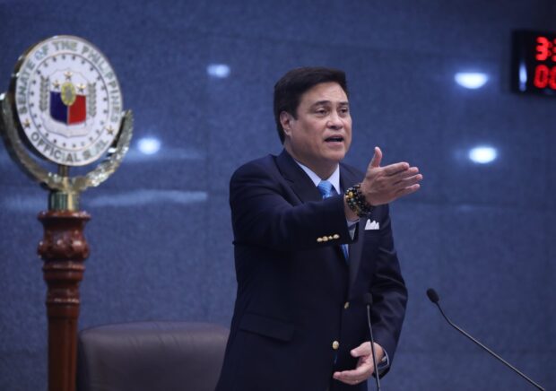 CLARIFY RULES OF THE SENATE: Senate President Juan Miguel “Migz” Zubiri says the Senate should clarify its rules to avoid going on separate direction from the House of Representatives (HRep) when it comes to discussing amendments to the economic provisions in the 1987 Constitutions. Quoting HRep Deputy Majority Leader Neptali “Boyet” Gonzales II, Zuribi said the HRep version of economic constitutional amendments -- Resolution of Both Houses (RBH) No. 7 -- will be taken up like a bill with the committee report presented to the HRep plenary. The Senate President said that after getting three-fourths votes on the measure, RBH No. 7 will be transmitted to the Senate. “Very clearly, he (Gonzales) said that if the Senate does not act on it and does not get three-fourth votes then there is no amendment to the Constitution,” Zubiri said Wednesday, February 28, 2024, after Sen. Chiz Escudero pointed out that voting separately should be clarified in the Rules of the Senate. (Bibo Nueva España/Senate PRIB)
