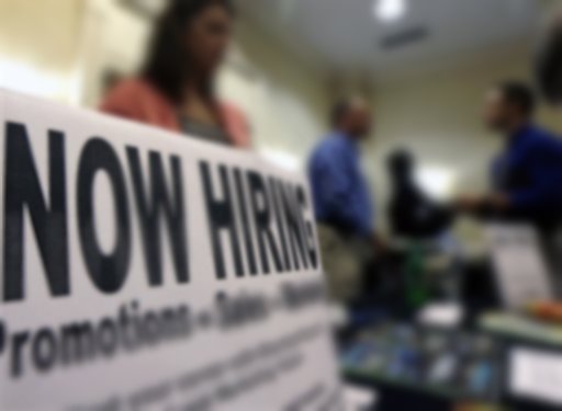 PHOTO: Now hiring sign at a job fair. STORY: Jobs in the Philippines: Quantity over quality?