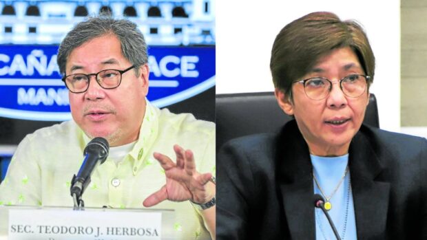 PHOTOS: Health Secretary Teodoro Herbosa and Undersecretary Maria Rosario Vergeire STORY: Public cautioned vs buying DOH-endorsed products