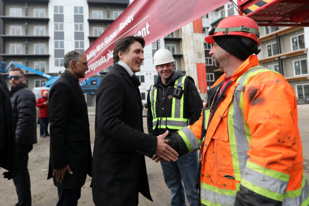 Canada’s Prime Minister Trudeau visits Edgemont Flats housing complex in Edmonton