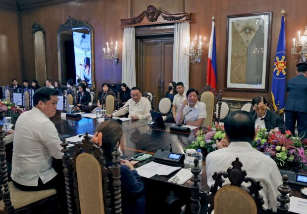 PHOTO: Ferdinand R. Marcos Jr. presides over a sectoral meeting in Malacañang. STORY: Marcos wants DSWD to adjust cash aid for inflation