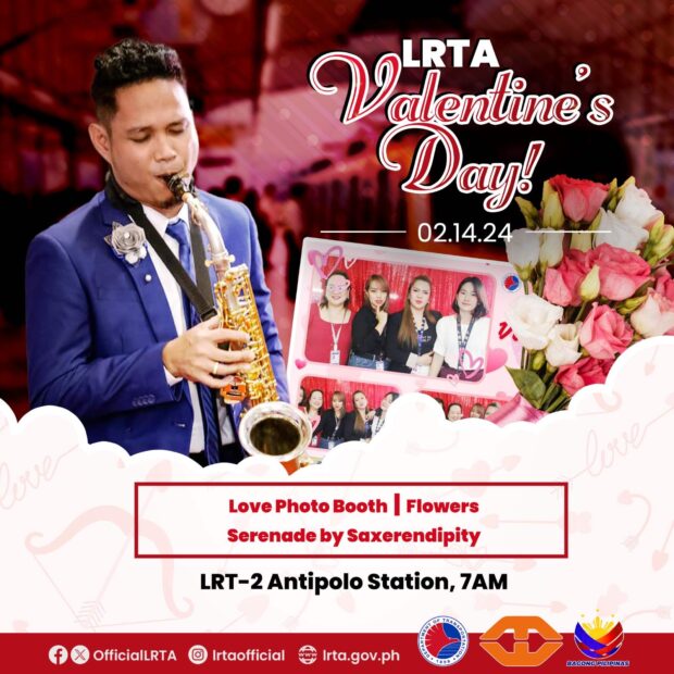 The Light Rail Transit Authority will serenade and give roses to passengers on LRT-2 in celebration of Valentine's Day on February 14. (Photo courtesy of LRTA)