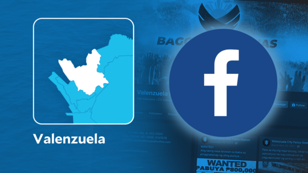 PHOTO: Composite image of Facebook logo with map of Valenzuela STORY: Valenzuela City Police Station’s official Facebook page hacked