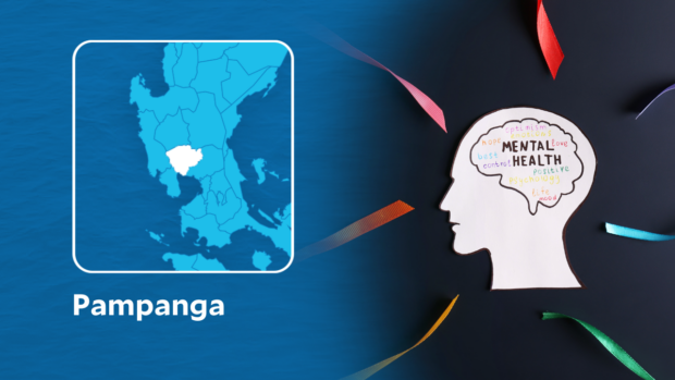 Map of Pampanga with illustration of brain 