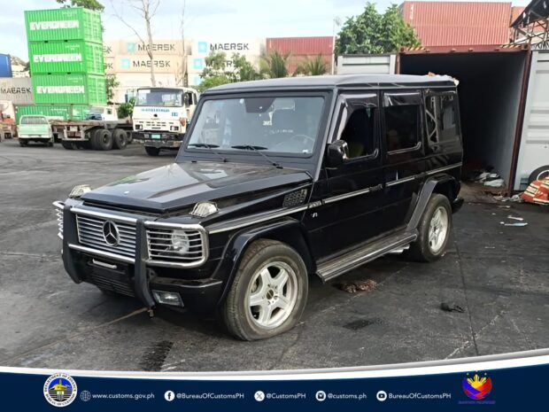 Four used vehicles (1985 Suzuki Jimny, 2001 Mercedes-Benz G Class, 2003 Toyota LC Prado, and 1995 Toyota LC Prado) declared as used auto spare parts were intercepted at the Bureau of Customs-Port of Cagayan de Oro last February 12. (Photo courtesy of BOC)
