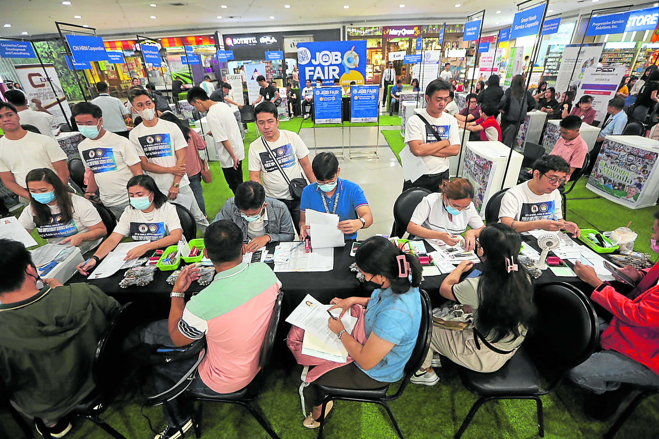 A job fair held at SM City Manila jobless rate january